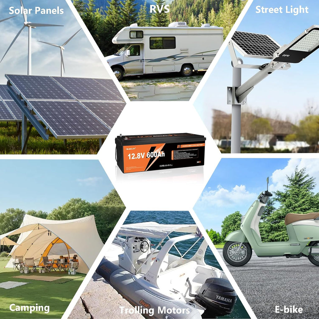 12V 600Ah LiFePO4 Lithium Battery with 200A BMS 7680Wh, Up to 15000 Deep Cycle LiFePO4 Battery Perfect for RV, Solar, Marine, Camping, Off-Grid, Home Energy Storage