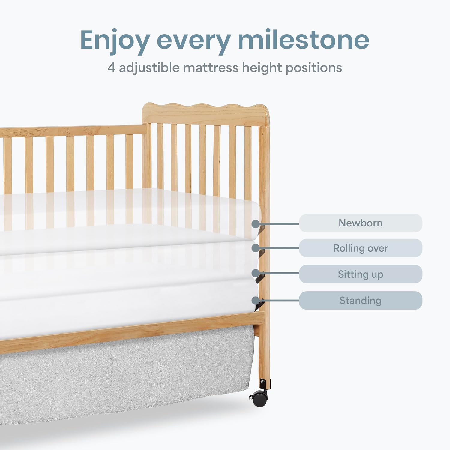 Dream On Me Carson Classic 3-in-1 Convertible Full-Size Baby Crib in Natural, GreenGuard Gold & BSA, 4 Mattress Heights, Converts to Day & Toddler Bed, Locking Wheels, Classic Nursery Design