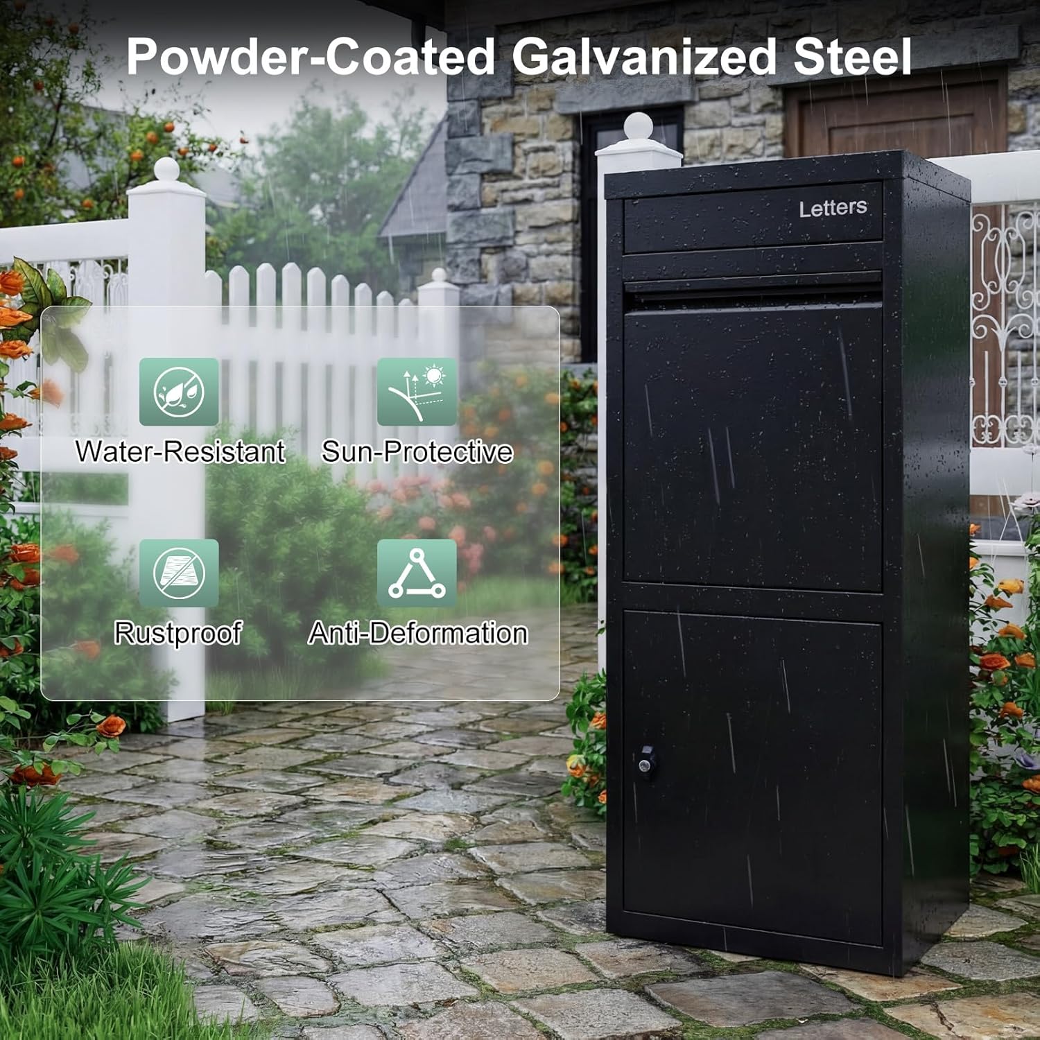 Goplus Package Delivery Boexes for Outside, 16' x 15' x 40.5' Galvanized Steel Parcel Drop Boxes with Lock, Anti-Theft Design, Package Mailbox for Home, Office, Yard, Curbside (16' x 15' x 40.5')