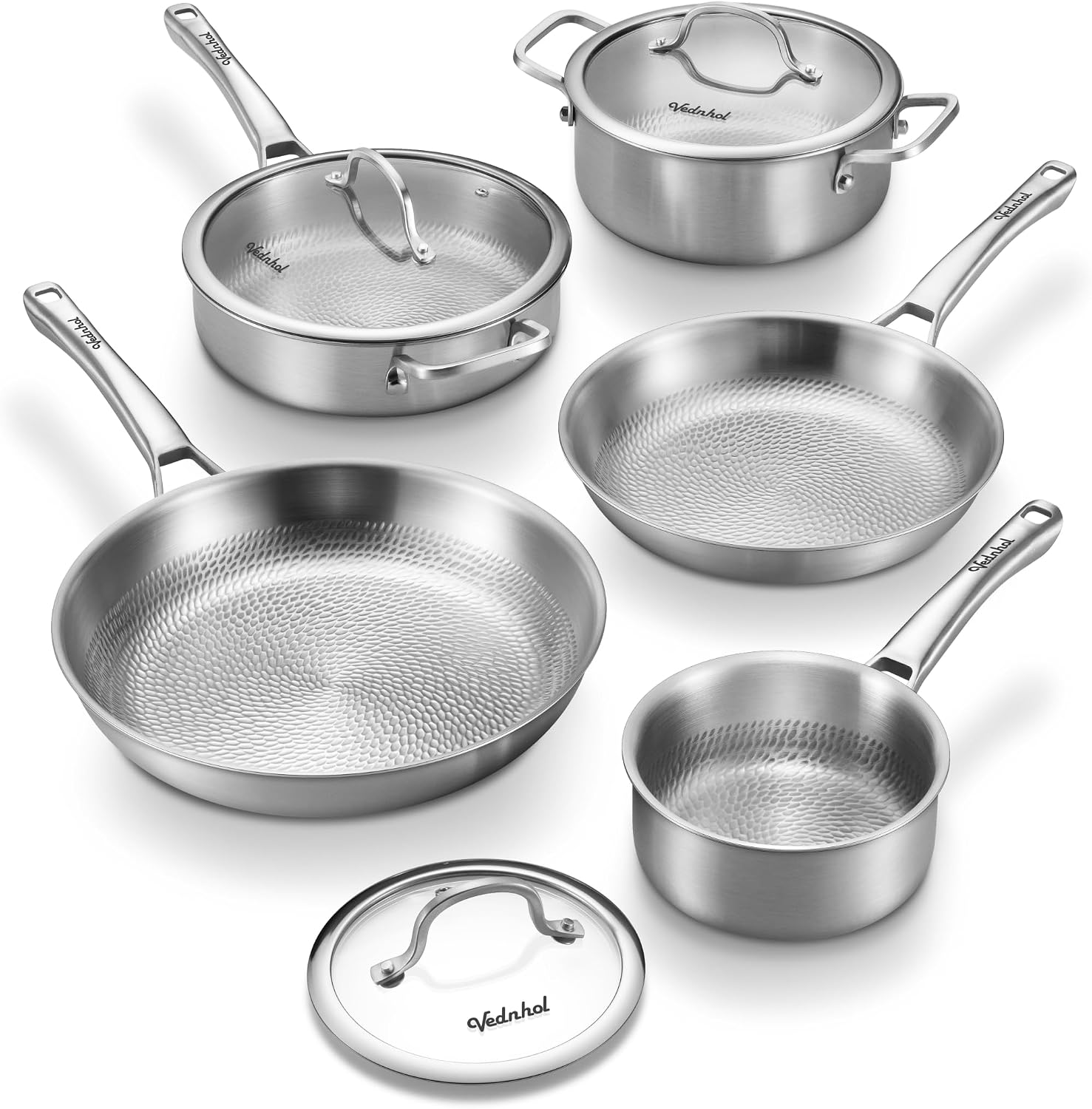 Titanium Pans set, 8 Pcs Pure Non Stick Cookware set for Cooking, Non-Toxic, PFAS/PFOA/PTFE Free Cookware, Dishwasher&Oven Safe, Kitchen Induction Compatible