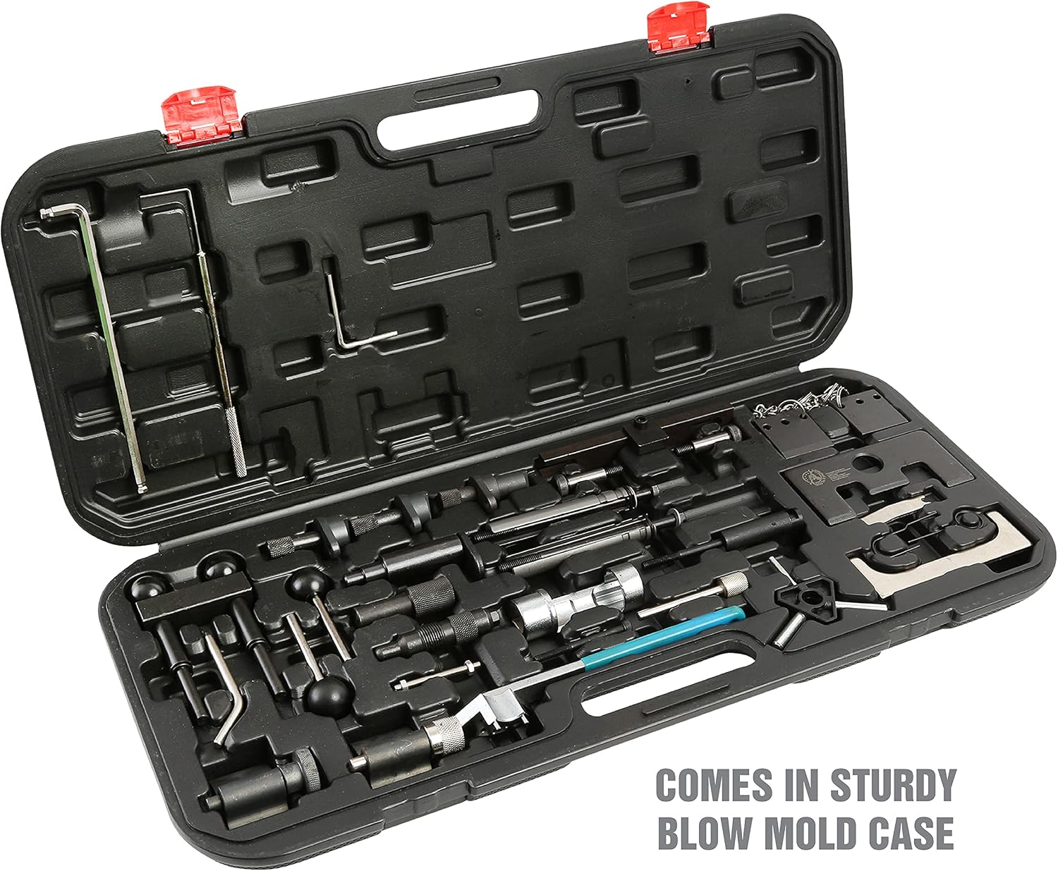 OEMTOOLS 27404 Engine Timing Tool Set for VAG, 37 Piece Engine Timing Locking Tool Kit, for VW and Audi, Timing Tool Kit with Belt Tensioner Tool, Cam Pulley Holder, Camshaft Adjuster
