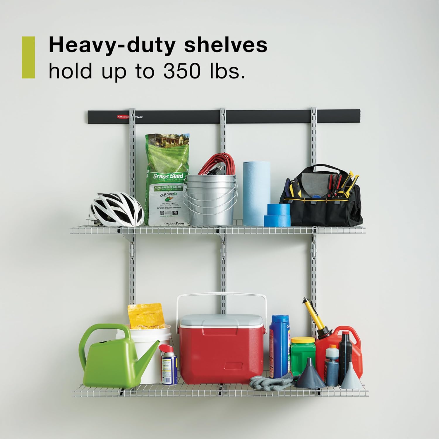 Rubbermaid Fasttrack Rail Storage 48'x16' 3-Shelf Kit, 350 lbs. Per Shelf, for Home/Garage/Shed/Workshop Organization