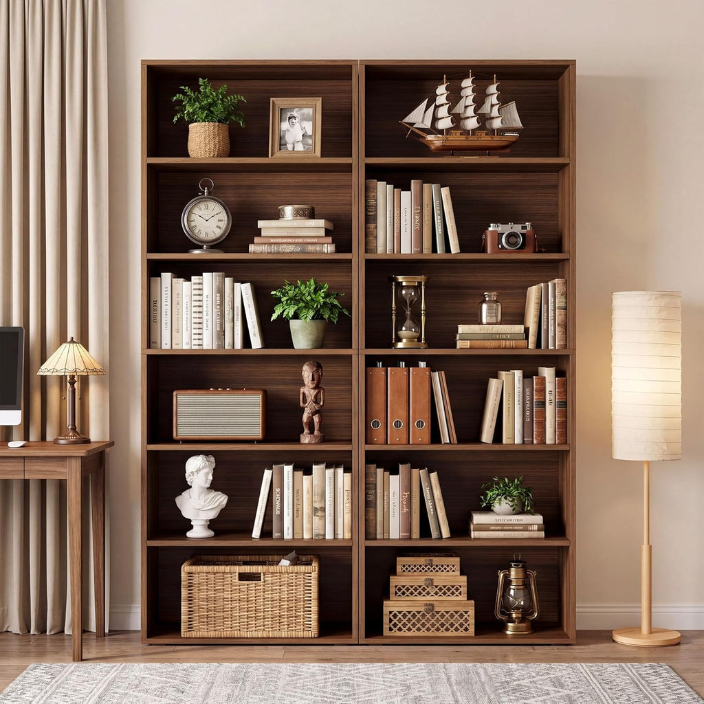IRONCK Bookshelves and Bookcases Set of 2 Floor Standing 6 Tiers Display Storage Shelves 70 in Tall Bookcase Home Decor Furniture for Home Office, Living Room, Bed Room