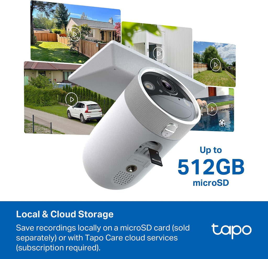 Tapo MagCam 4K Outdoor Wireless Security Camera - Battery with Integrated Solar, Magnetic Mount, Person/Vehicle Detection, 24/7 Capture, Subscription-Free Local Storage or Optional Cloud, C465