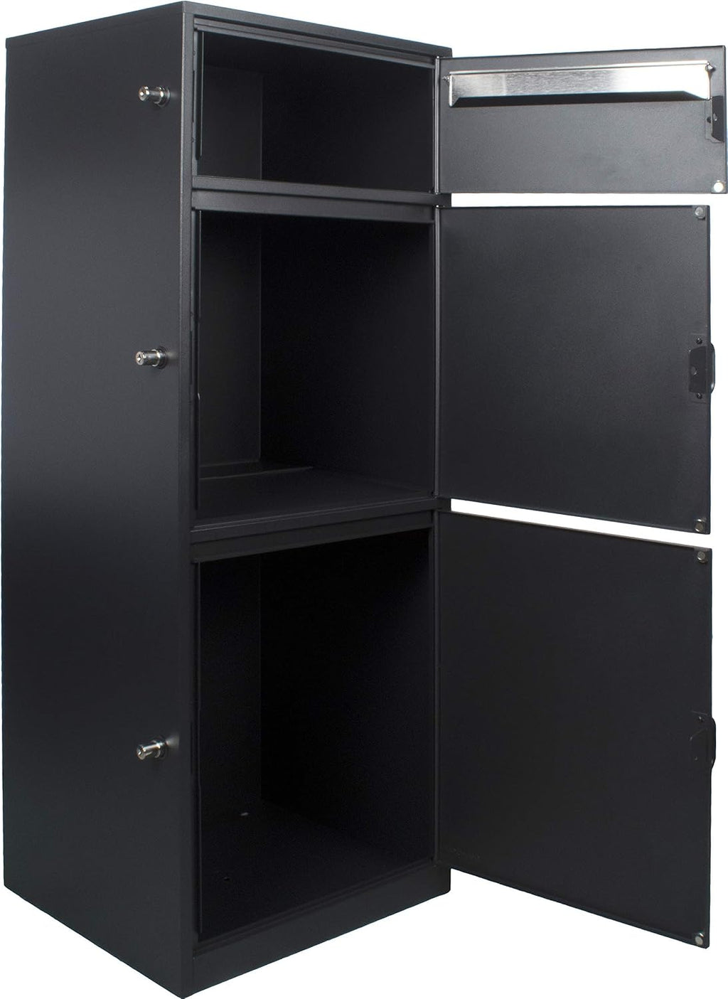 Winbest Large Steel Freestanding Floor Parcel Package Drop with Locking Letterbox Drop Mail Box with Multi Compartments, Black