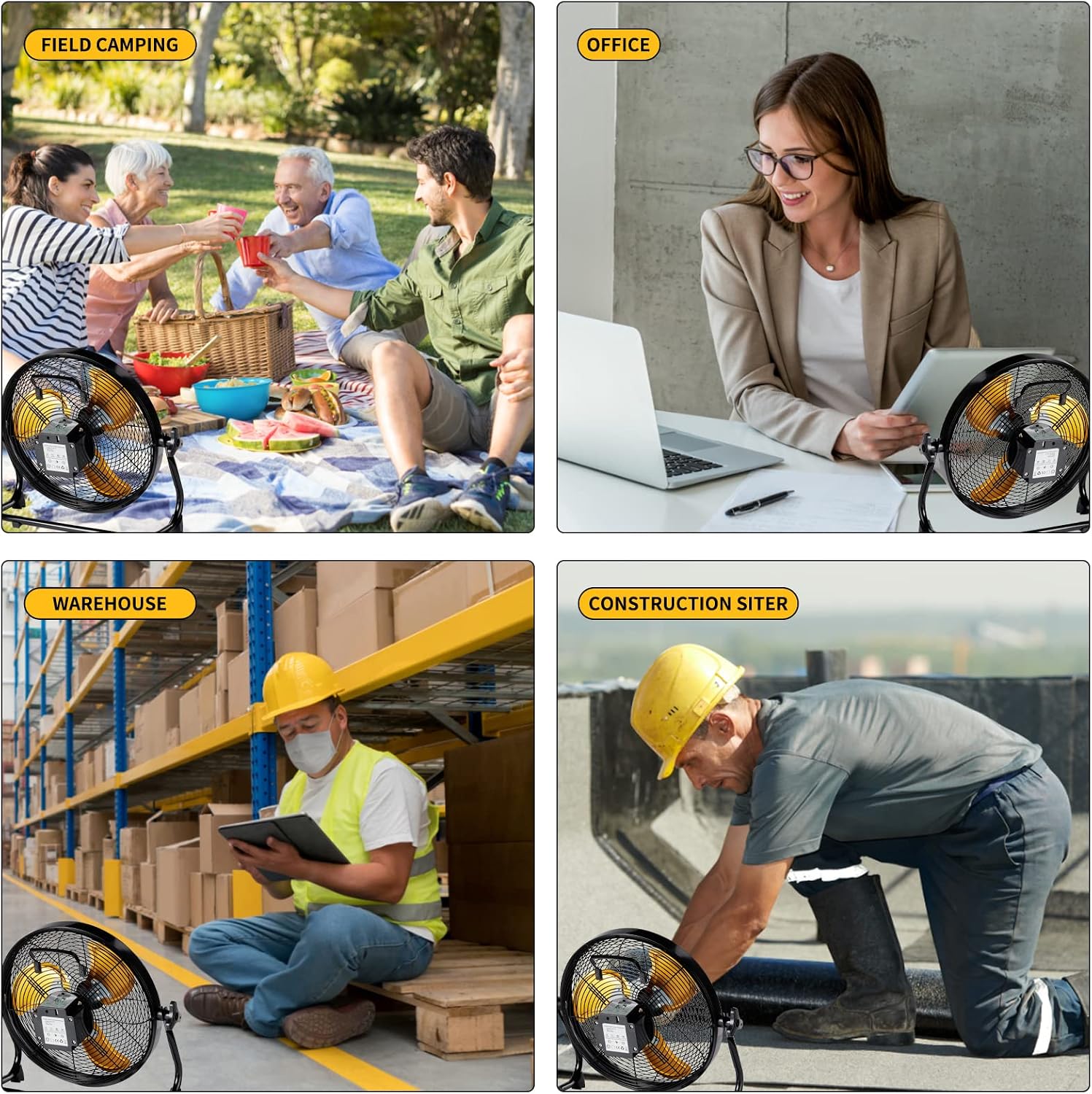 lcocove Outdoor Fan Can Running 5-24 Hours,Solar Powered Fan For Shed,Home,Ouside,Camping，with USB Output For Emergency Situation Without Electric