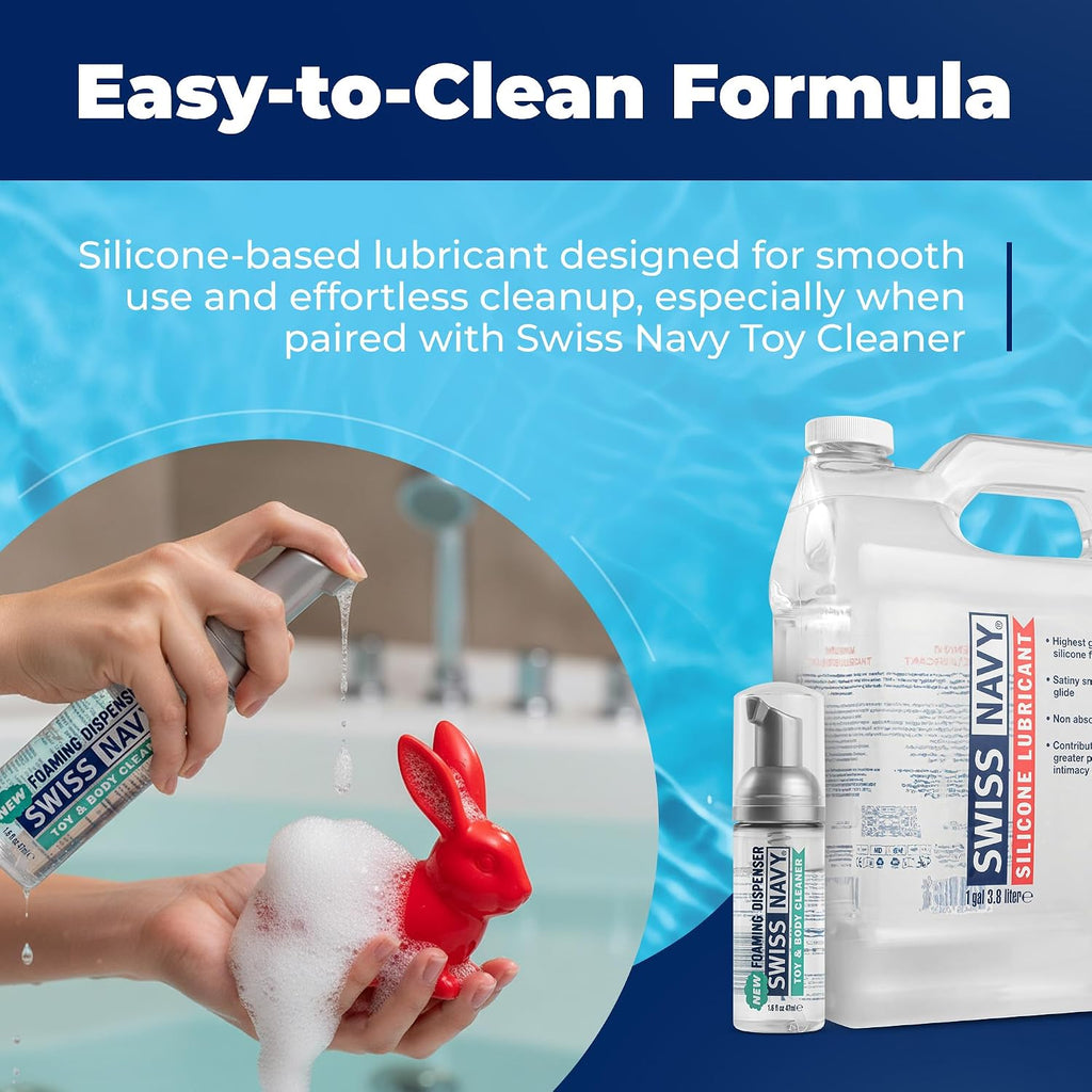 Swiss Navy Premium Silicone Based Lubricant - 128 oz - Personal Lube for Men, Women & Couples - Condom, Latex Safe - Hypoallergenic - Unscented