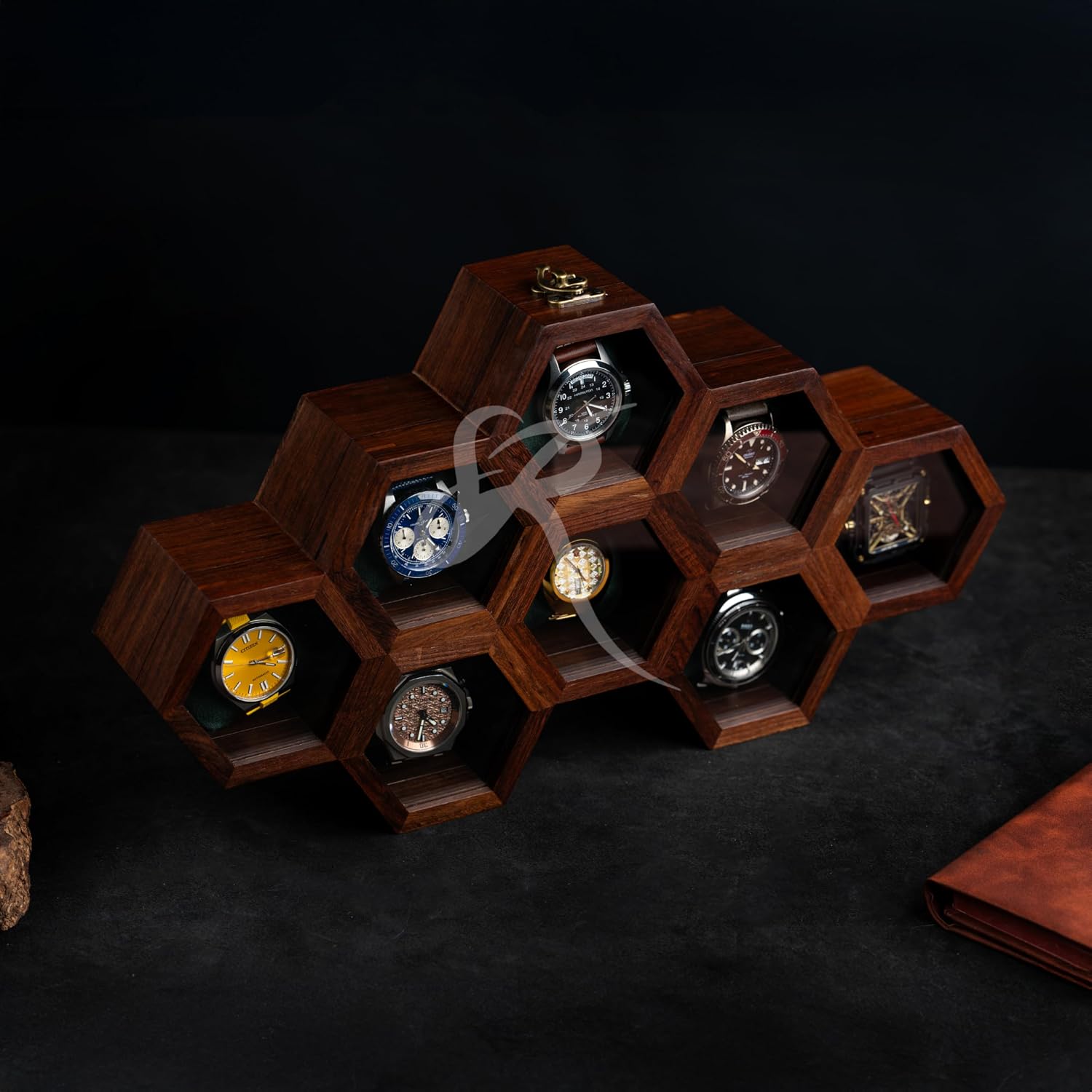 Royal Craft Expertise Handcrafted Wooden Watch Box for Men & Women – Vintage Honeycomb Display Case in Indian Rosewood | Includes Velvet Pillows – Luxury Gift for Him – Built to Last