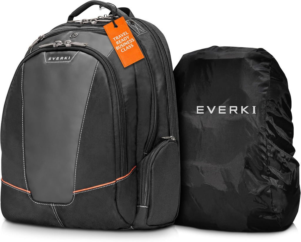EVERKI Flight Business Laptop Backpack (EKP119) with Black Rain Cover - Men's Backpack with 16' Compartment, 28.5L Capacity - Flight Business Backpack & Rain Cover Bundle