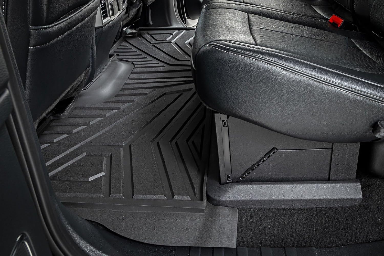 Rough Country Flex-Fit Floor Mats for Ford F-250/350 Super Duty (2017-2025) Crew Cab - Front & Rear Set, Custom All-Weather Non-Slip TPE Liners w/Spill Saver Lip