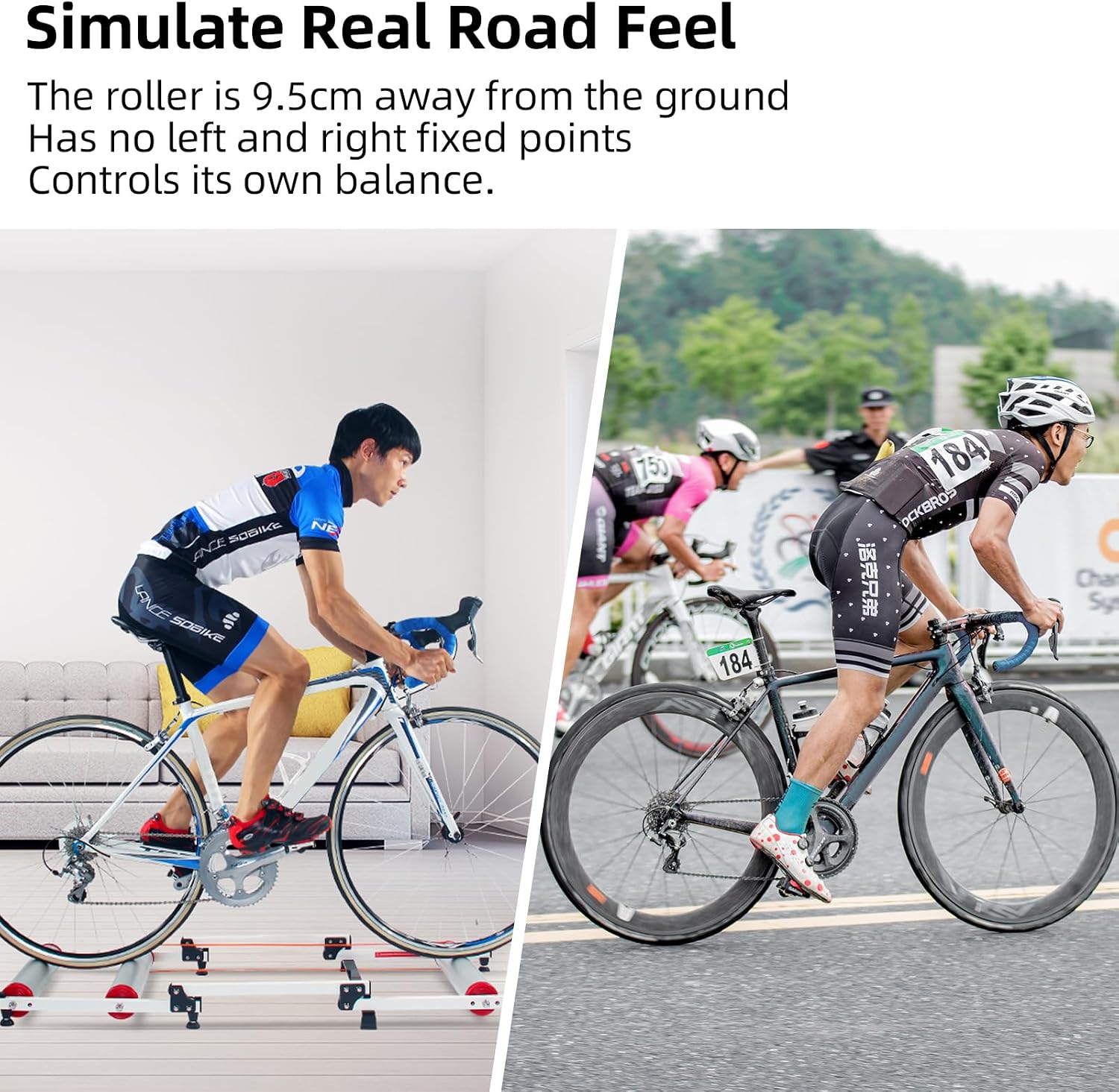 ROCKBROS Bike Rollers Adjustable Bike Trainer Stand Foldable Indoor Cycling Bicycle Roller with Resistance for MTB Road Bike Exercise