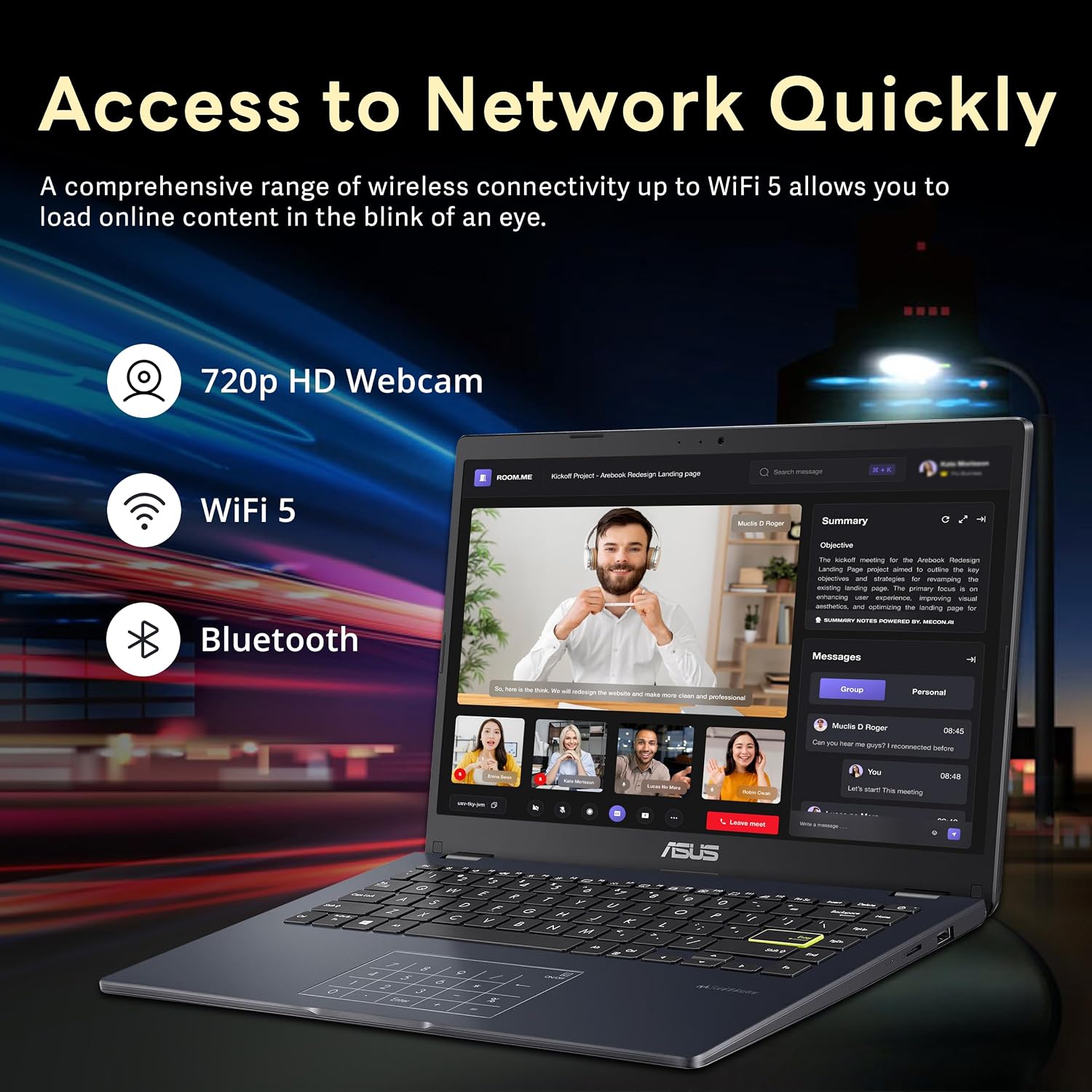 ASUS 14' FHD Ultra-Light Laptop, Intel Pentium N6000, 4GB RAM, 224GB Storage (64GB eMMC+160GB Docking Station Set), UHD Graphics, AI-Powered, Copilot Ready, Long Battery Life, Windows 11, Black