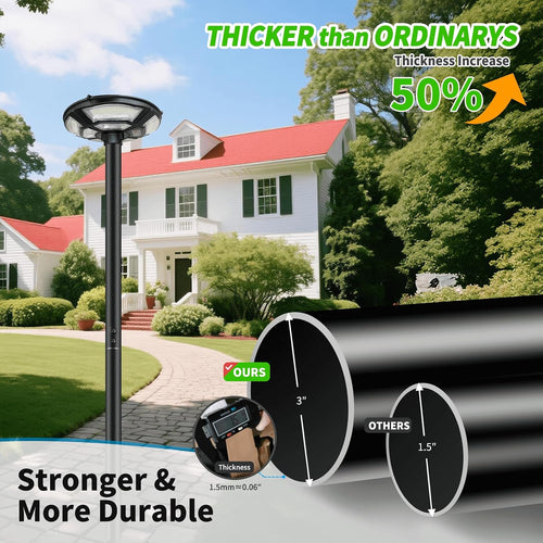 10' Outdoor Street Light Pole, Galvanized Steel, Waterproof, Street Light Accessory, Suitable for Solar Post Lamp on Garden, Patio, Yard, Pathway, Parking Lot