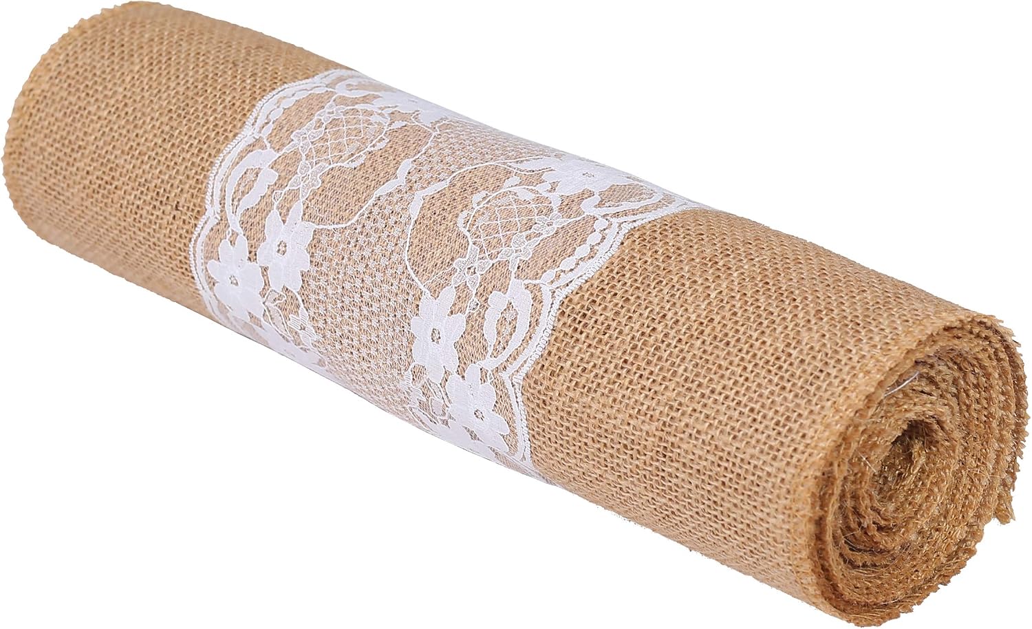 MDS Pack of 20 Wedding 12 x 108 inch Burlap Lace Hessian Table Runner Rustic Natural Jute Country Vintage for Wedding Banquet Decoration – Natural Lace Jute Burlap