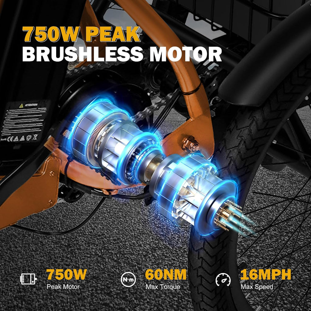 Qlife Triker Electric Bike, Peak 1200W Brushless Motor Folding Trike Ebike, 499Wh Removable Battery, Step-Thru 3 Wheel Electric Bicycle, Up to 55 Miles, 18 Tire Tricycle for Adults