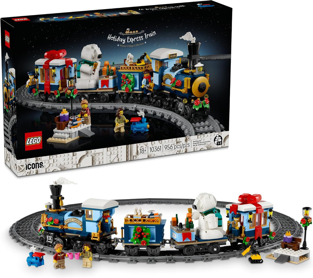 LEGO Icons Holiday Express Train Building Set for Adults, Ages 18+ - Seasonal Home Decor for Bedroom or Book Shelf - Christmas Train W/Track & 4 Minifigures - Gift Idea for Holidays - 10361