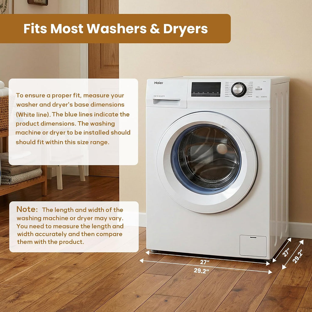 DTK Laundry Workstation Washer Dryer Pedestal with Pull-Out Laundry Basket Shelf,Washer and Dryer Stand with Storage Drawer,Waterproof Steel Top&Anti-Slip Base Fits Most Washing Machines and Dryers
