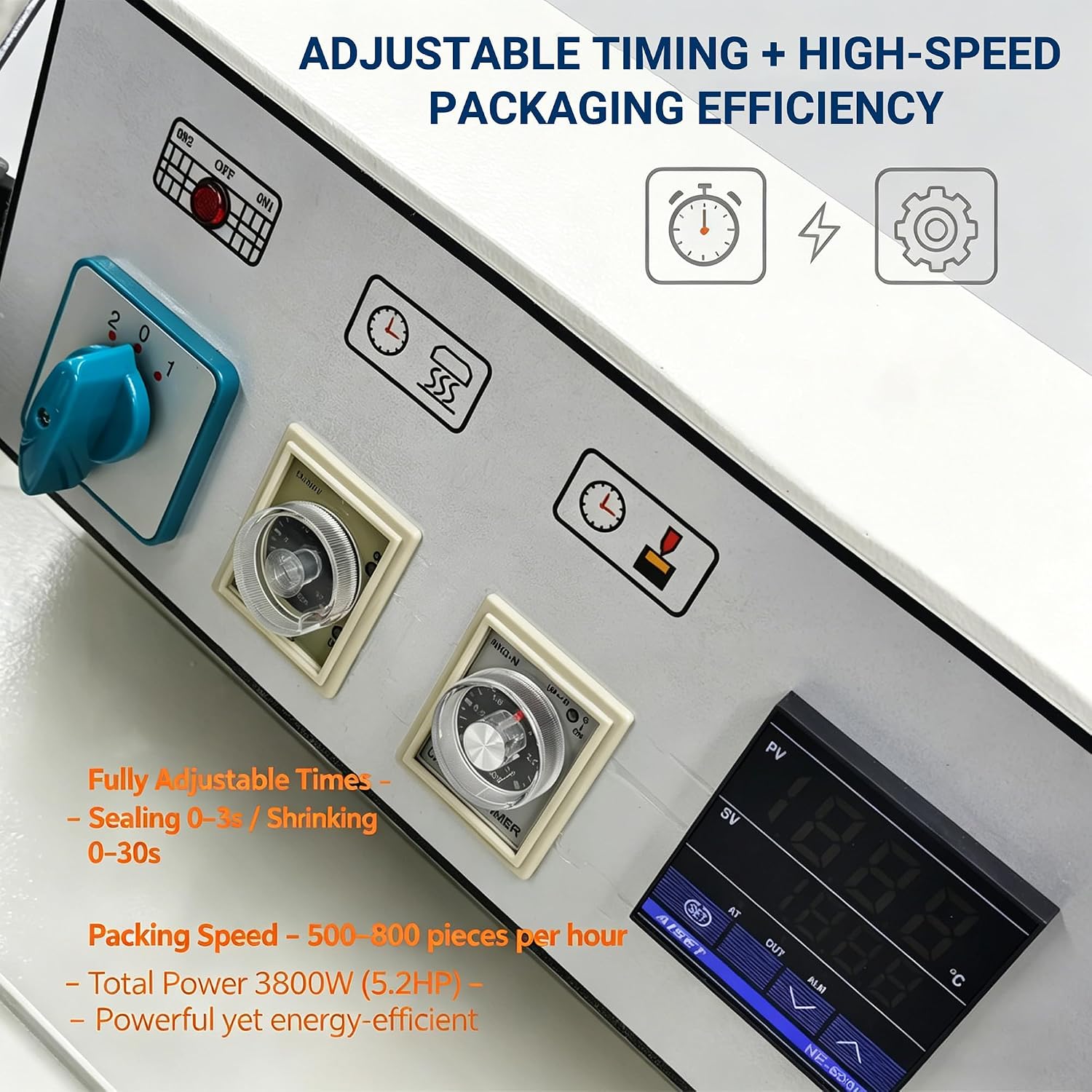 INTBUYING Automatic 2 in 1 Automatic Sealing & Cutting Thermal Shrink Machine L-Shape Sealer & Heat Shrink Tunnel Combo for POF/PVC/PP Film, 3800W for Home Factory School Business FM5540 220V/1PH
