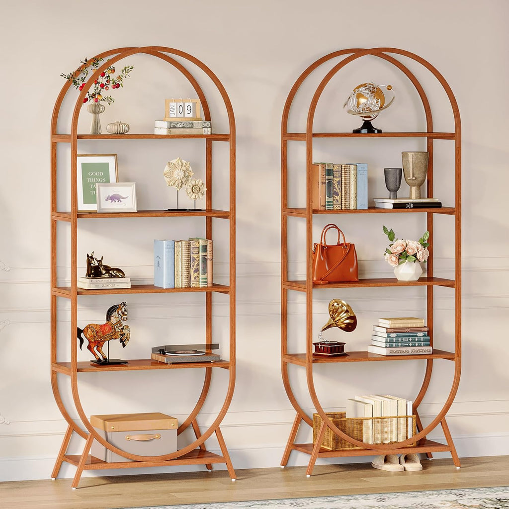Tribesigns Bookshelf 5-Tier Arched Bookcase, 70.9' Tall Modern Open Book Shelves, Storage Shelves with Metal Frame, Freestanding Display Rack for Living Room, Bedroom, Office