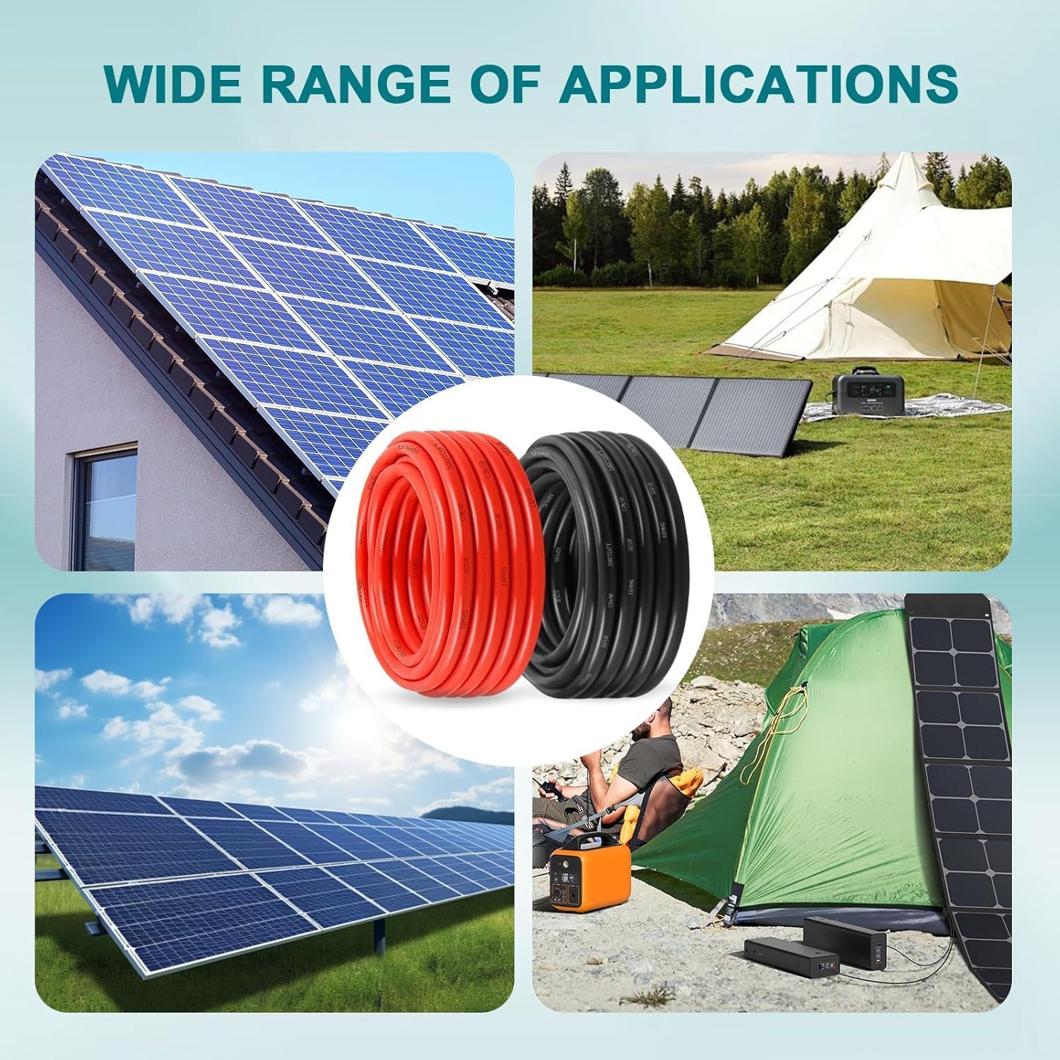 10AWG Solar Wire 6mm², 2 Pack 150FT Red & Black Solar Panel Cable, 84 Strands Tinned Copper, XLPE Insulated Outdoor Wire for PV Systems, Inverter, Battery, RV, Car, Boat – Fire & UV Resistant
