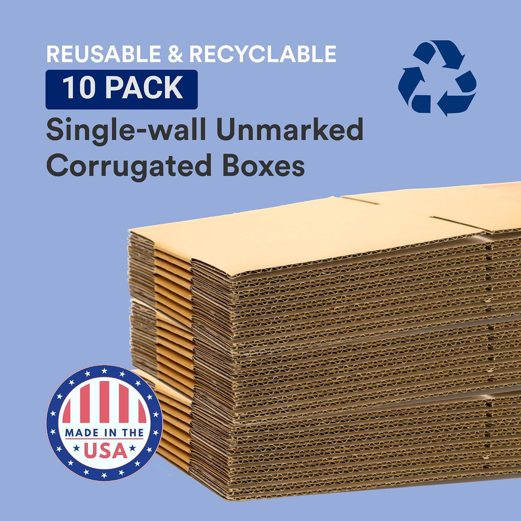 Box USA Wardrobe Moving Boxes Flat 36'L x 21'W x 10'H 10-Pack - Corrugated Cardboard Box for Shipping, Mailing, Packing, Packaging and Storage