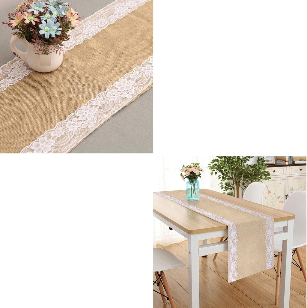 thaisan7, 100% Jute Burlap Hessian Table Runner Lace for Welding Party Home Decore Visitor Welcome- 12' W x 71' L (25)