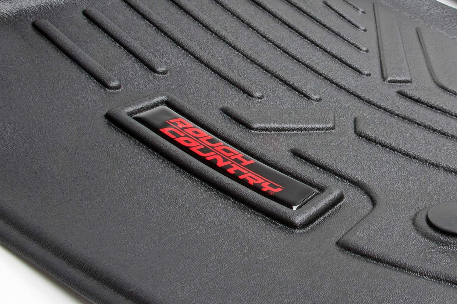 Rough Country All Weather Floor Mats Set for Ford F-250/F-350 SuperDuty (2017-2025) CrewCab with Bench Seat - Non-Slip Waterproof Flexible Floor Mat, Front & Rear Set