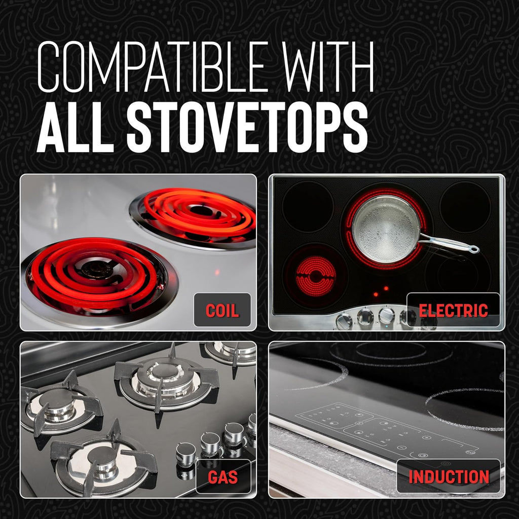 Hell's Kitchen Hybrid 2.5 Qt Saucepan with Lid, Tri-Clad Stainless Steel, PFAS-Free Ceramic Nonstick, no PFOA, PTFE, Teflon, Non Toxic Cookware, Metal Utensil Resistant, All Cooktops and Oven Safe