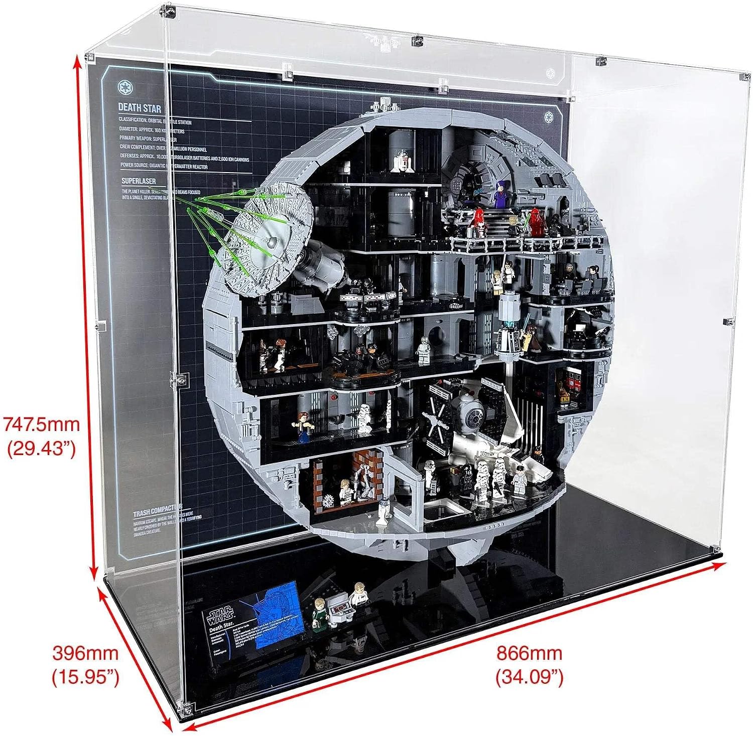 Display Case Compatible with LEGO Set 75419 Death Star UCS – Clear Acrylic Dustproof Showcase for Star Wars Enthusiasts - Set NOT Included