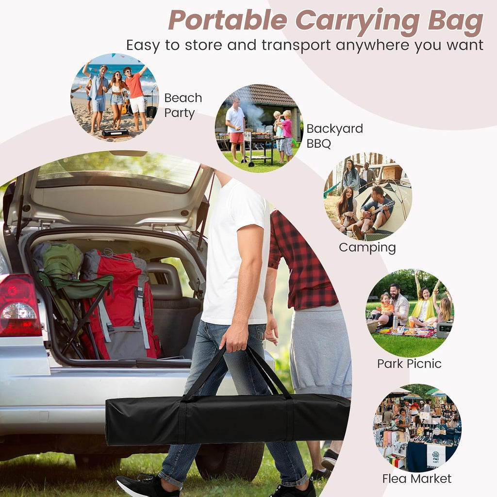 Tangkula 10x10 Ft Pop Up Canopy with Netting, Easy Up Outdoor Tent with Mesh Sidewalls, Carrying Bag, Adjustable Height, Portable Canopy Tent for Parties Events Camping Travel