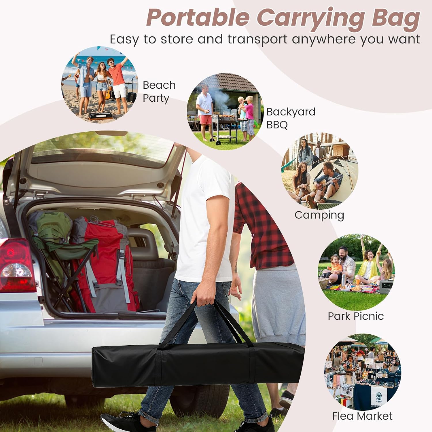 Tangkula 10x10 Ft Pop Up Canopy with Netting, Easy Up Outdoor Tent with Mesh Sidewalls, Carrying Bag, Adjustable Height, Portable Canopy Tent for Parties Events Camping Travel