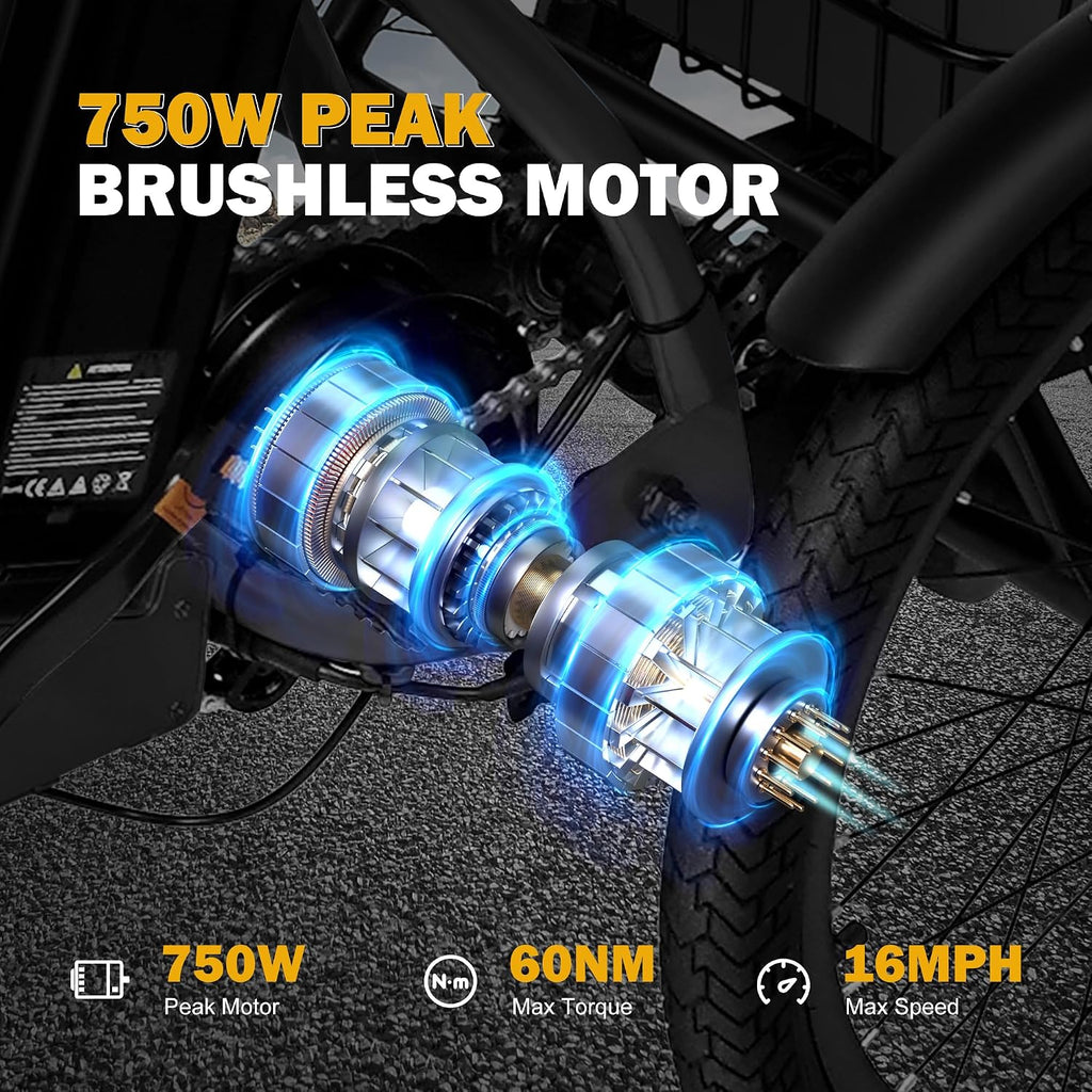 Qlife Triker Electric Bike, Peak 1200W Brushless Motor Folding Trike Ebike, 499Wh Removable Battery, Step-Thru 3 Wheel Electric Bicycle, Up to 55 Miles, 18 Tire Tricycle for Adults