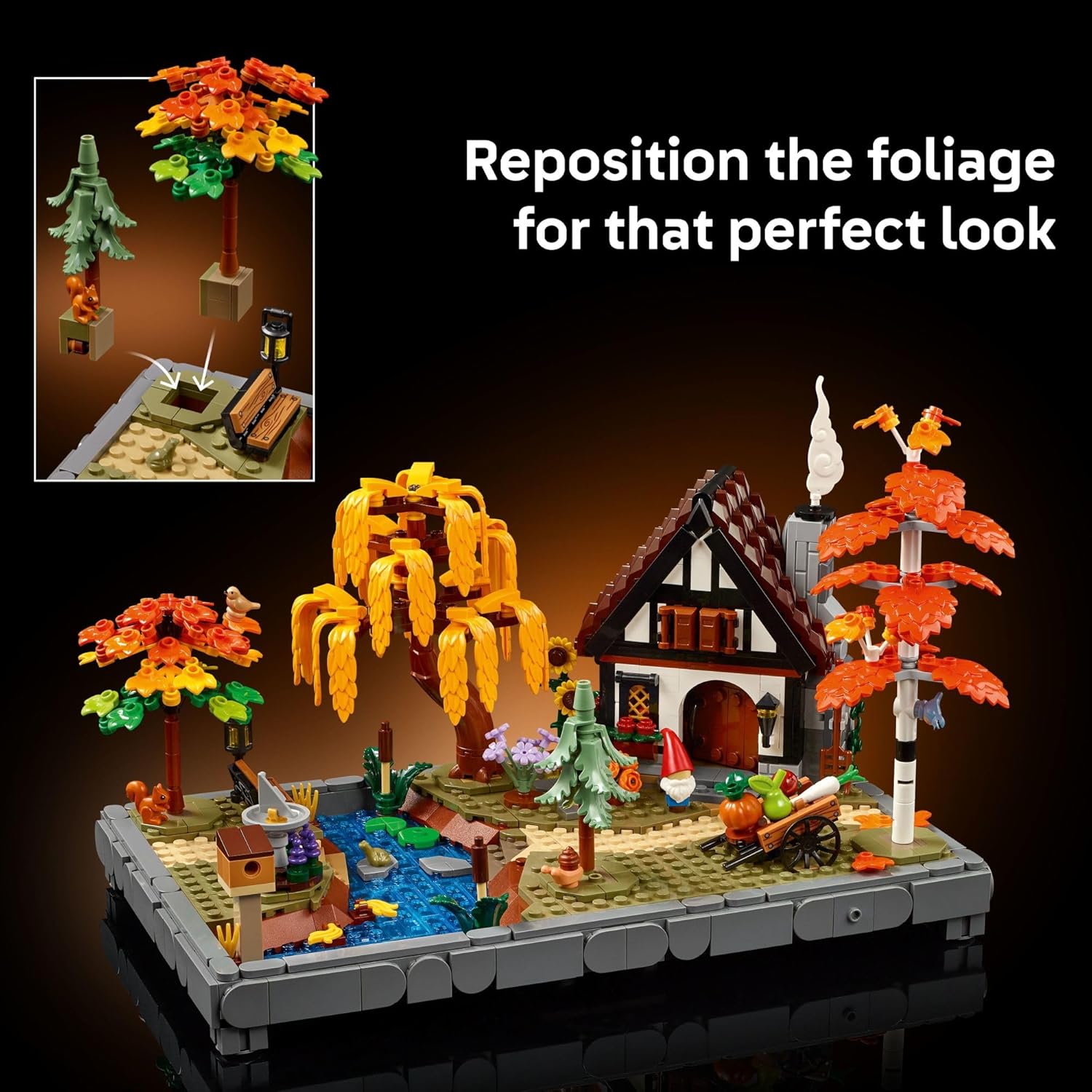 LEGO Icons Autumn Cottage Garden Building Set for Adults, Ages 18+ - Whimsical Room Decor for Office, Bedroom, or Book Shelf - Building Blocks for Crafting Fans - Gift Idea for Birthdays - 11372