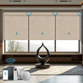 Motorized Shades with Remote,100% Blackout Smart Shades Work with Homekit, Alexa, Google Home, Remote Control, Electric Blinds with USB/Solar Pannel Charging, Linen Caramel