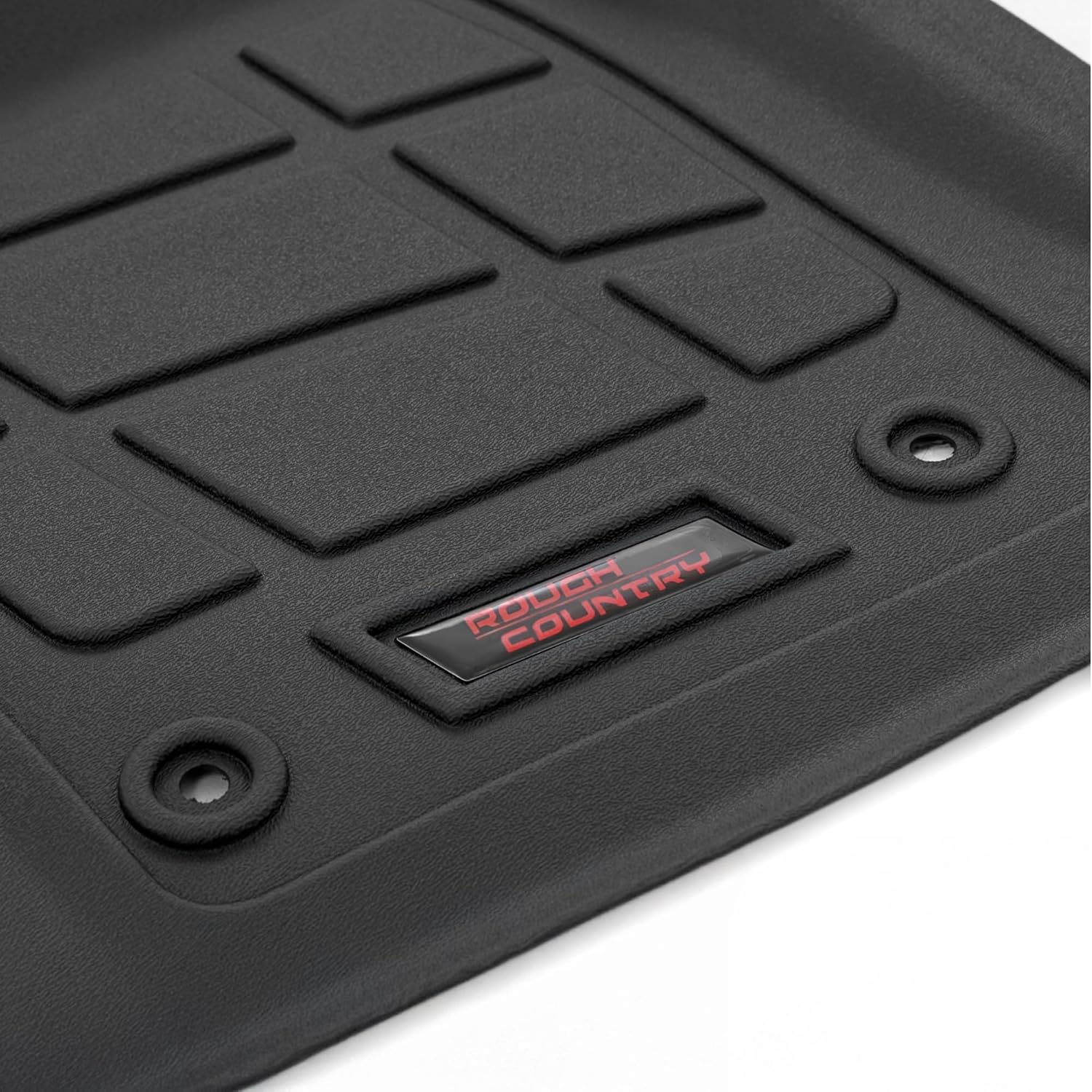 Rough Country Sure-Fit All Weather Floor Mats for Toyota Tacoma Double Cab (2024-2025) - Non-Slip, Waterproof Flexible Floor Mat, Front & Rear Set