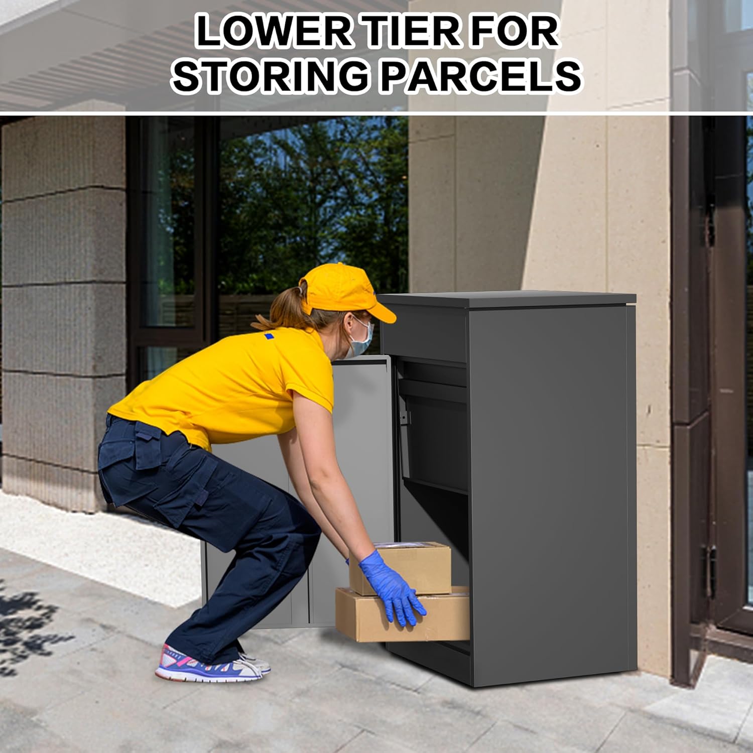 Package Delivery Boxes for Outside, Large Mailbox for Parcel 19.7'x16.1x'33.5', Anti-Theft Parcel Mailbox with Coded Lock, Wall Mounted Waterproof Home Parcel Box for Porch Yard, Galvanized Steel