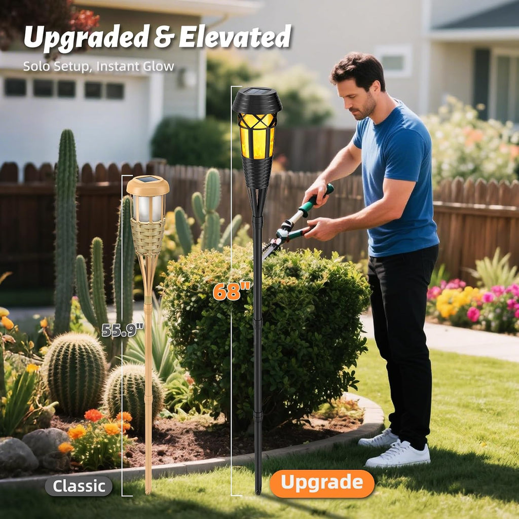 Flickering Flames Torch Light Solar Garden Lights Waterproof Landscape Lighting - 8 Pack