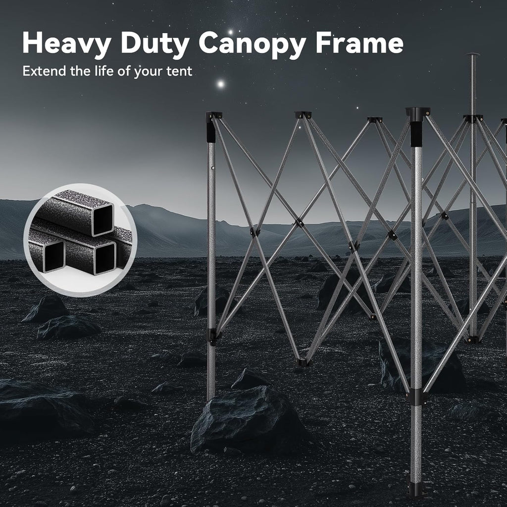 COBIZI 10x10 Pop up Canopy Tent Heavy Duty, Easy Set-up Commercial Outdoor Party Tent, 100% Waterproof Wedding Tents Gazebo, 3 Height Adjustable with Wheeled Bag, Gray