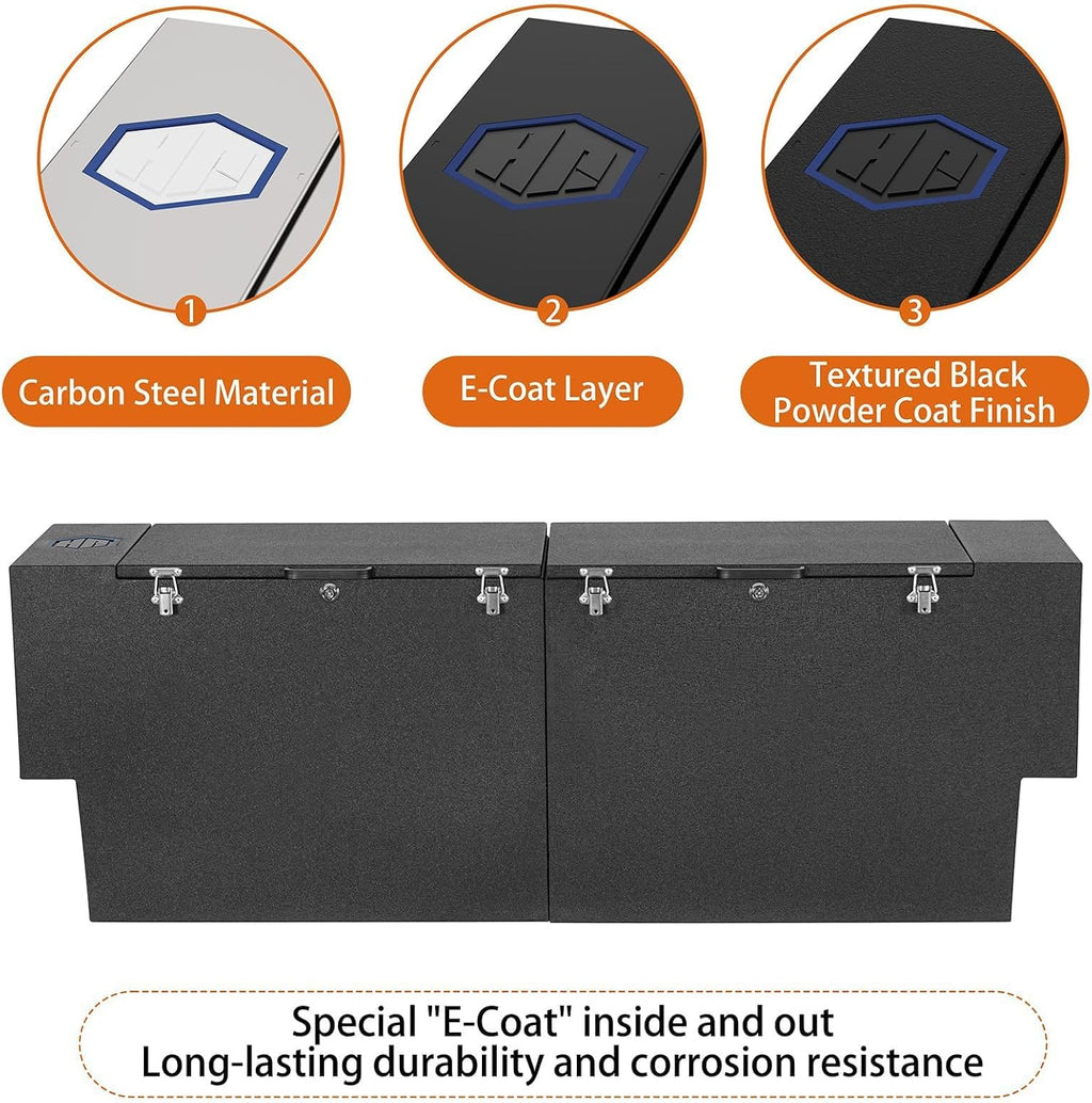 Hooke Road Gladiator Bed Tool Box Lockable Cargo Storage for 2020-2026 Jeep Gladiator JT, Solid Steel Waterproof Organizer Security Toolbox with Lock Keys
