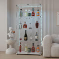 65' Tall Tempered Glass Display Cabinet with LED Lights&Rolling Wheels, Curio Cabinet with 4 Shelves with 2 Door, Quick-Install Style Floor Standing Bookshelf File Cabinet for Living Room Office
