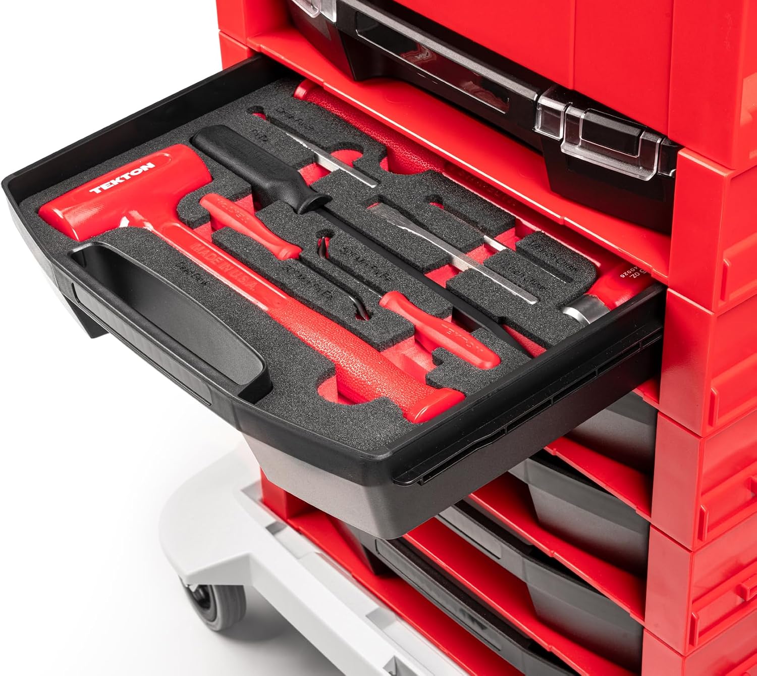 TEKTON Hammers, Pry Bars, Punches, and Chisels Set with Open Top Drawer and Rack (9-Piece) | OLB94701