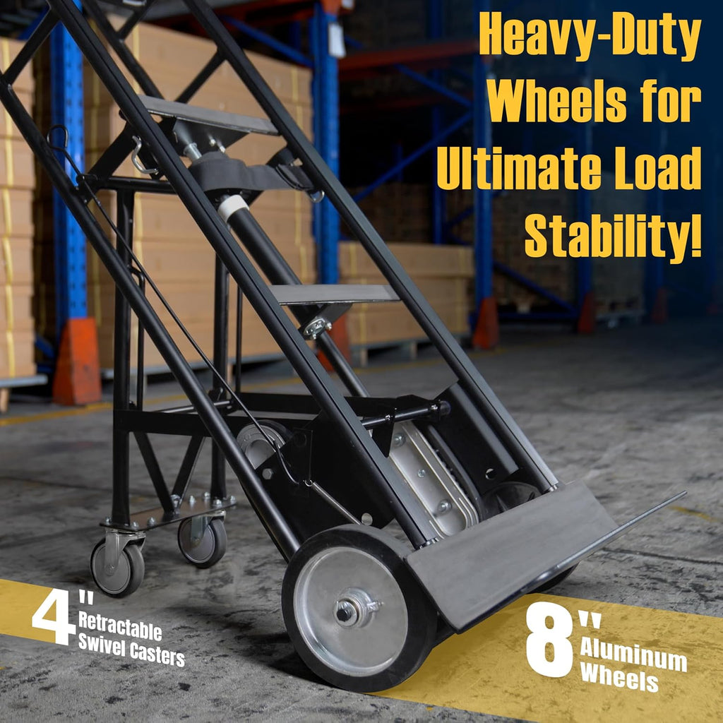 Olympia Tools Appliance Hand Truck, Heavy-Duty Furniture Dolly with Auto-Recoil Straps and Wheels for Moving Large Appliances, 1200 Lb Capacity, Black