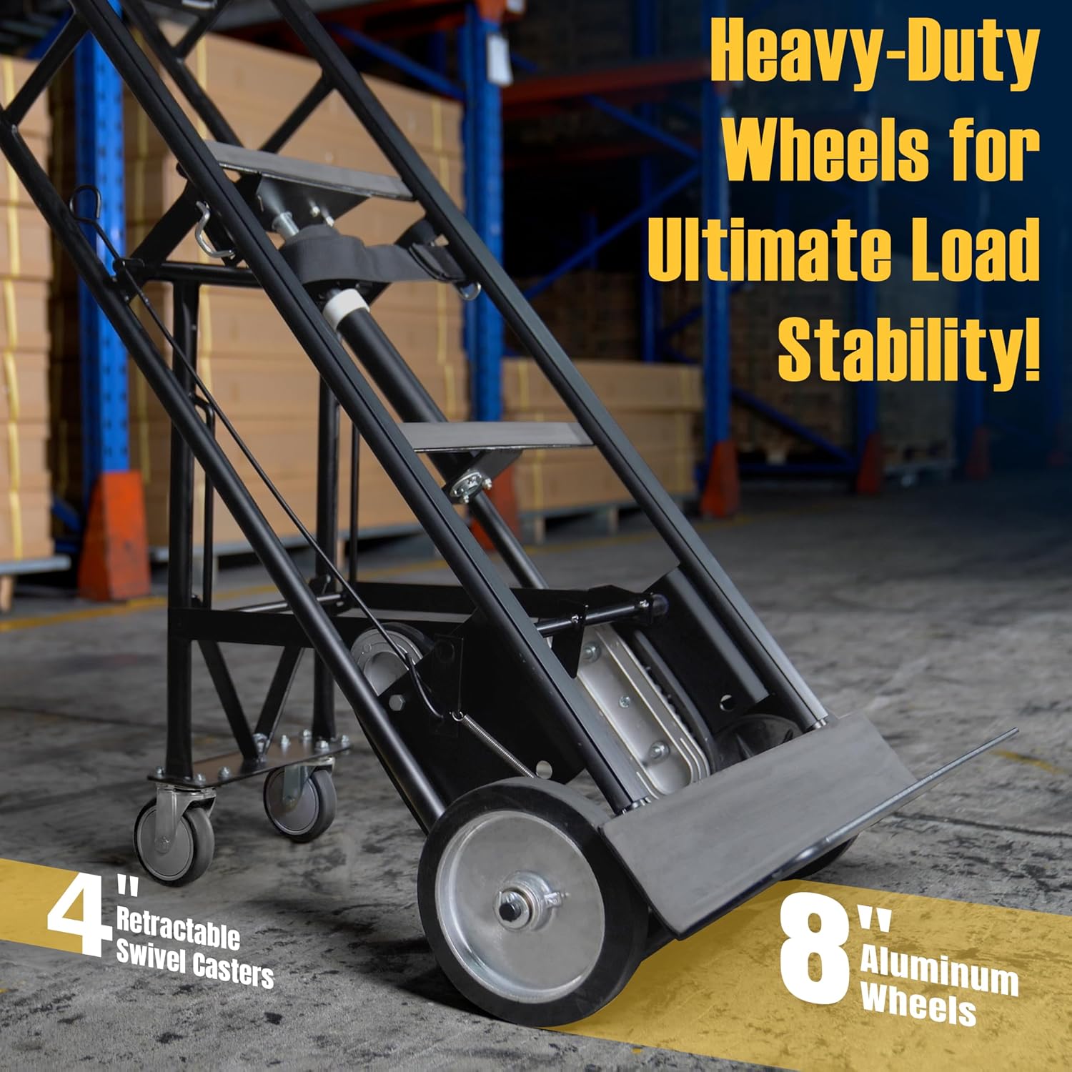 Olympia Tools Appliance Hand Truck, Heavy-Duty Furniture Dolly with Auto-Recoil Straps and Wheels for Moving Large Appliances, 1200 Lb Capacity, Black
