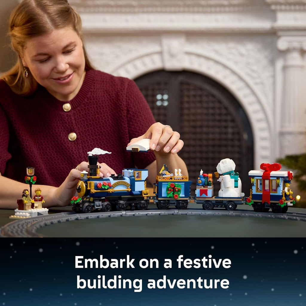 LEGO Icons Holiday Express Train Building Set for Adults, Ages 18+ - Seasonal Home Decor for Bedroom or Book Shelf - Christmas Train W/Track & 4 Minifigures - Gift Idea for Holidays - 10361