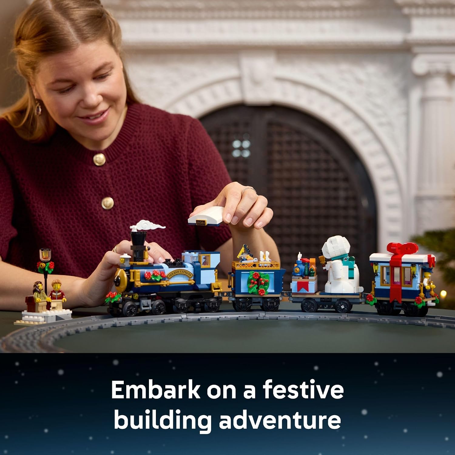 LEGO Icons Holiday Express Train Building Set for Adults, Ages 18+ - Seasonal Home Decor for Bedroom or Book Shelf - Christmas Train W/Track & 4 Minifigures - Gift Idea for Holidays - 10361