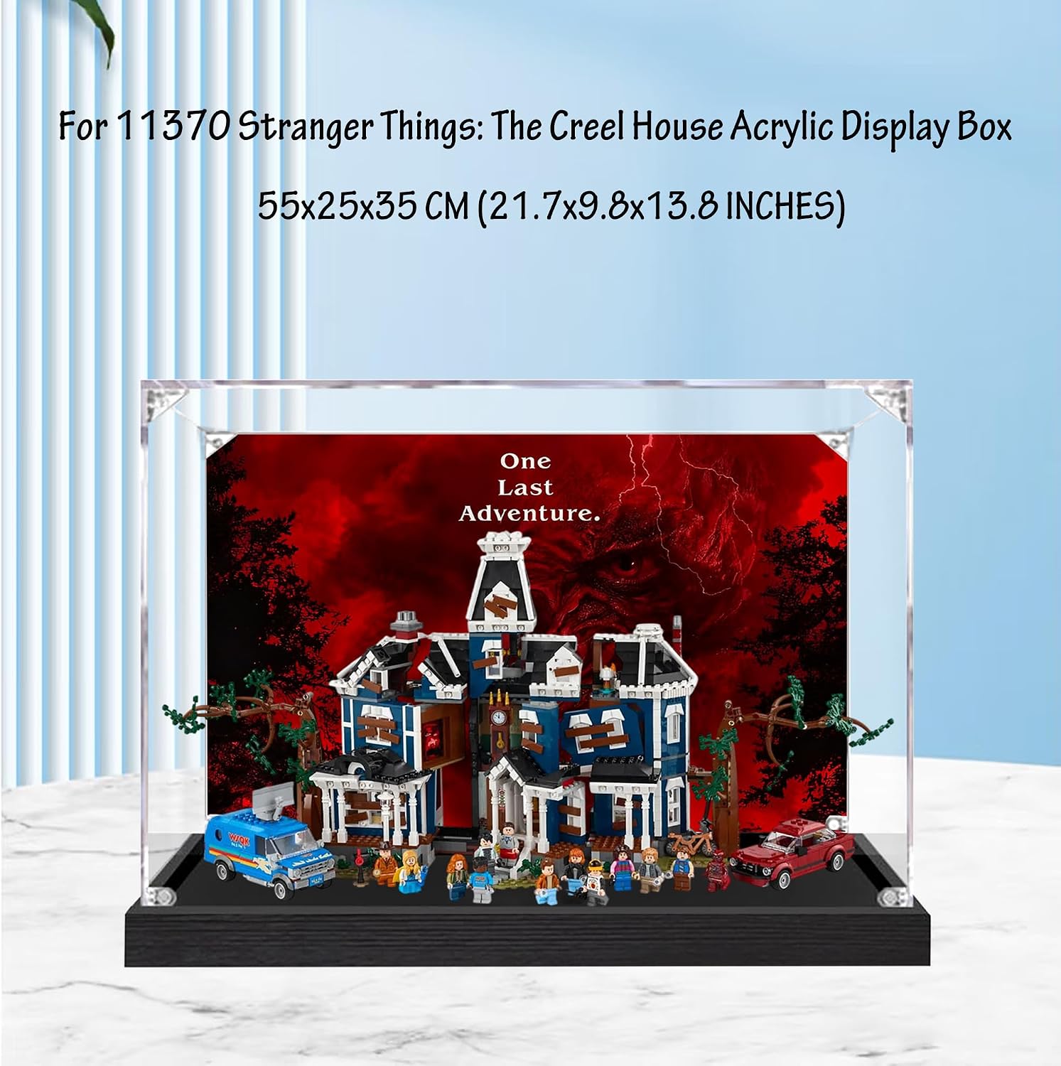 Acrylic Display Case for Lego 11370 Stranger Things: The Creel House Model, 3mm Dustproof Display Box, Display Case Compatible with Lego 11370(Model Not Included) (Background 3MM A)