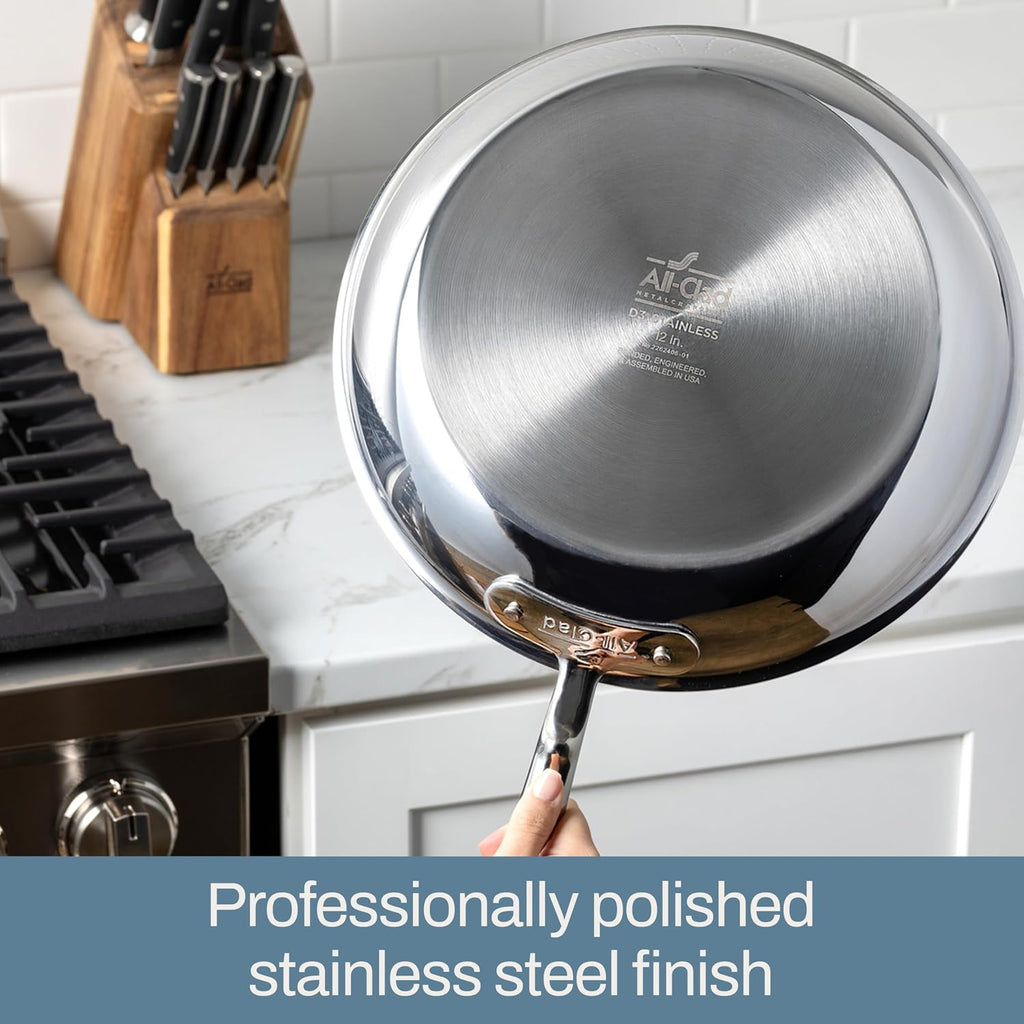 All-Clad D3® Stainless Steel 10 and 12 inch Frying Pans Set - Made in the USA- The Original Bonded Professional Cookware- Oven Safe & Induction Compatible