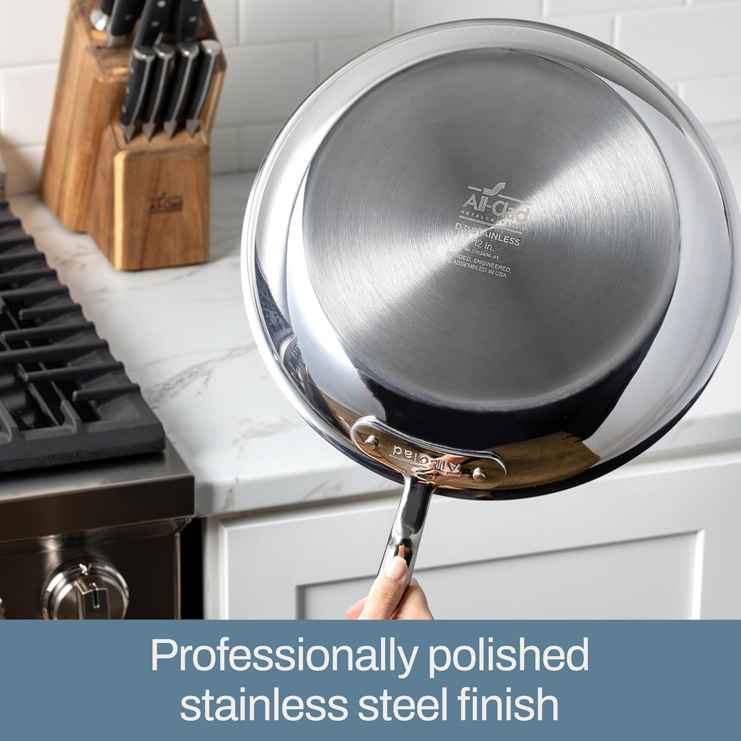 All-Clad D3® Stainless Steel 10 and 12 inch Frying Pans Set - Made in the USA- The Original Bonded Professional Cookware- Oven Safe & Induction Compatible