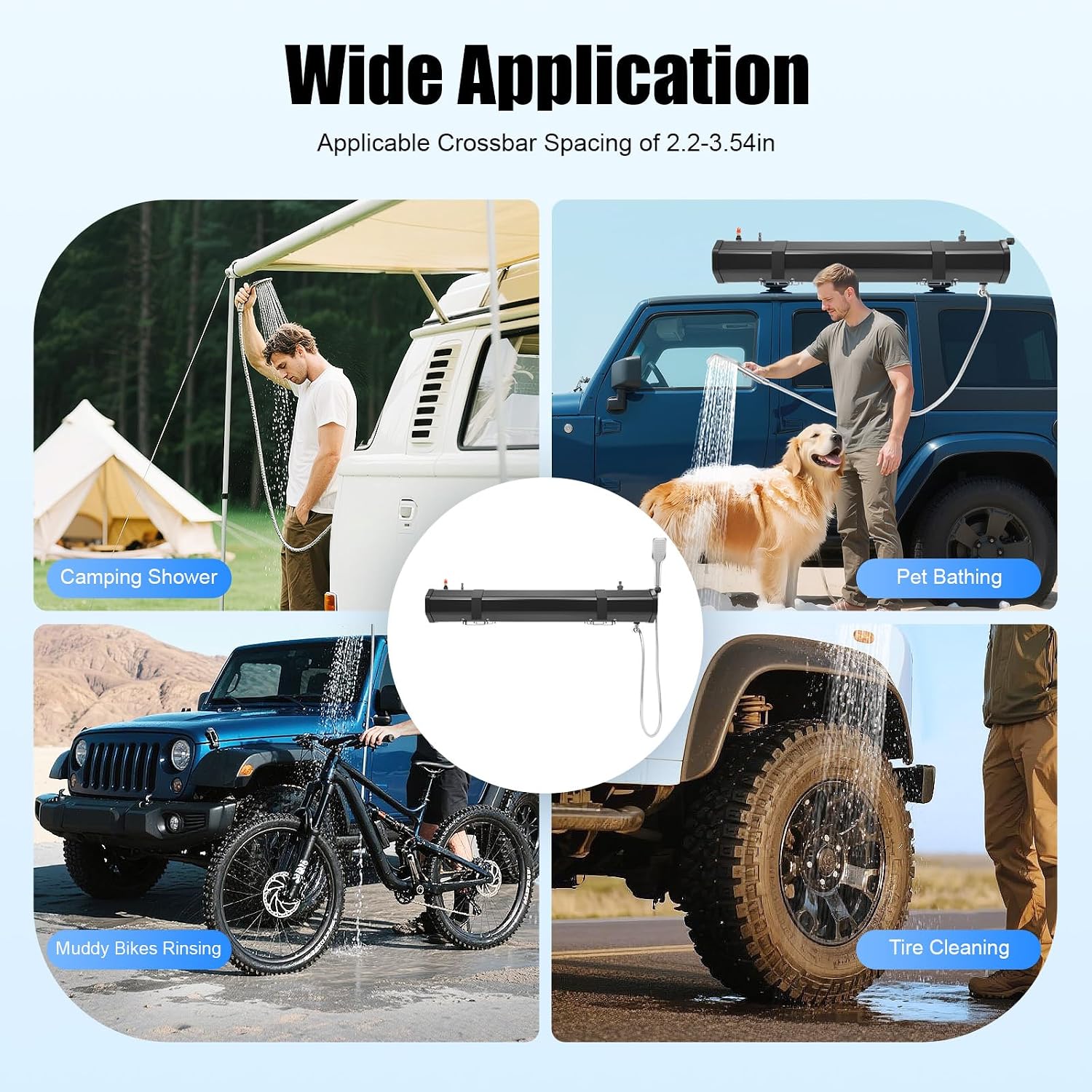 Camping Solar Shower, 8 Gallon Road Camping Shower Pressurized Water Tank, Portable Wash Station with Hose and Sprayer for Overlanding, Water Store, Outdoor Activity Water Supply