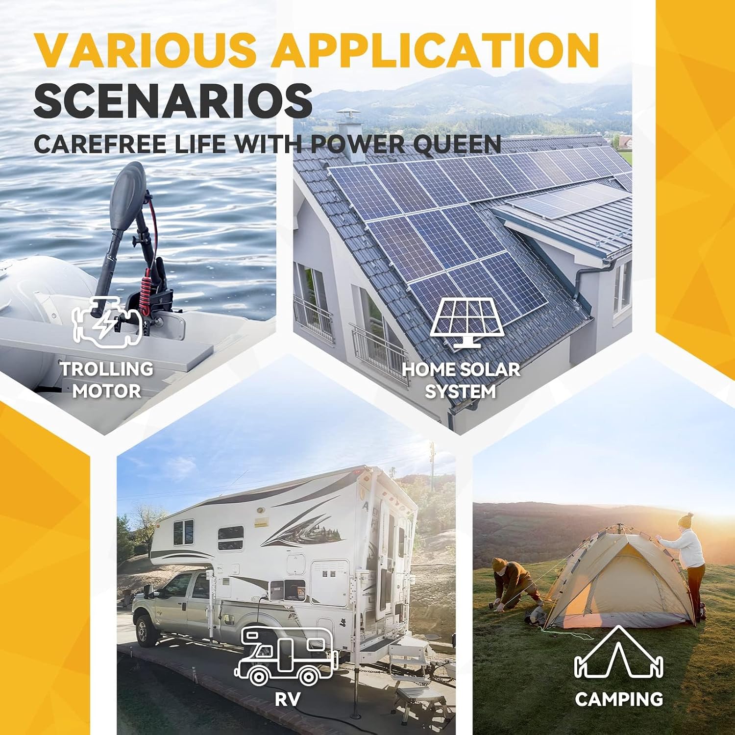 Power Queen 12V 300Ah Lithium Battery, 3840Wh LiFePO4 Battery with 2560W Power Output, Up to 15000+ Deep Cycles, BMS Protections for Solar, RV Motorhome, Marine, Off-Grid